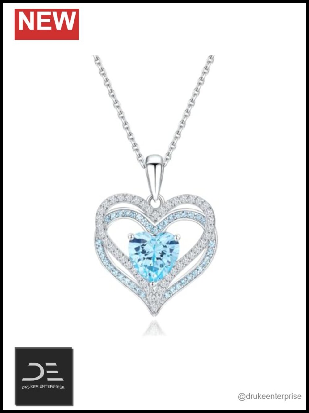 Sterling Silver 14K Gold Plated Interlocking Heart Birthstone Pendant Necklace